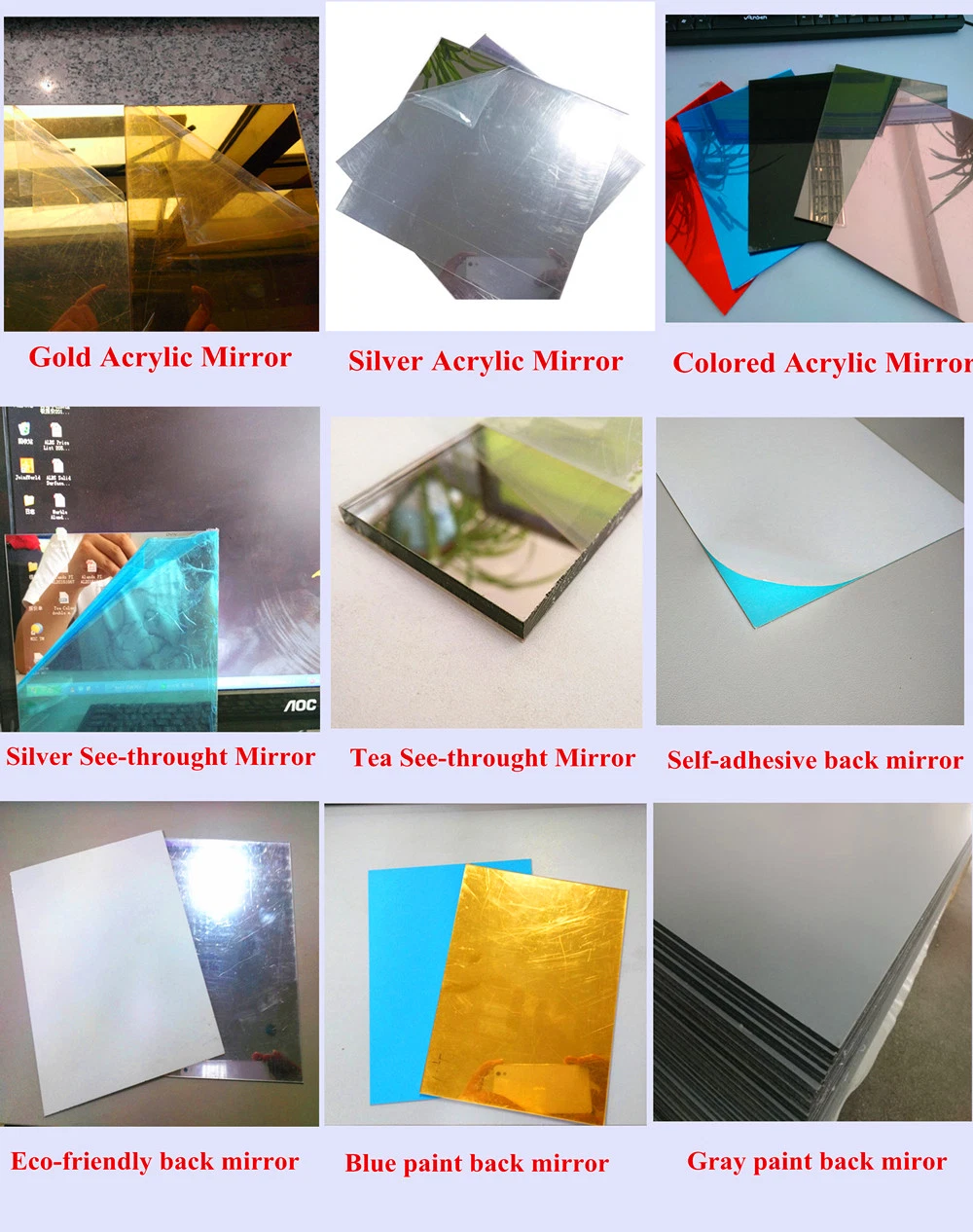 PMMA Acrylic Mirror Sheet Plexiglass Mirror 1220X1830 1220X2440