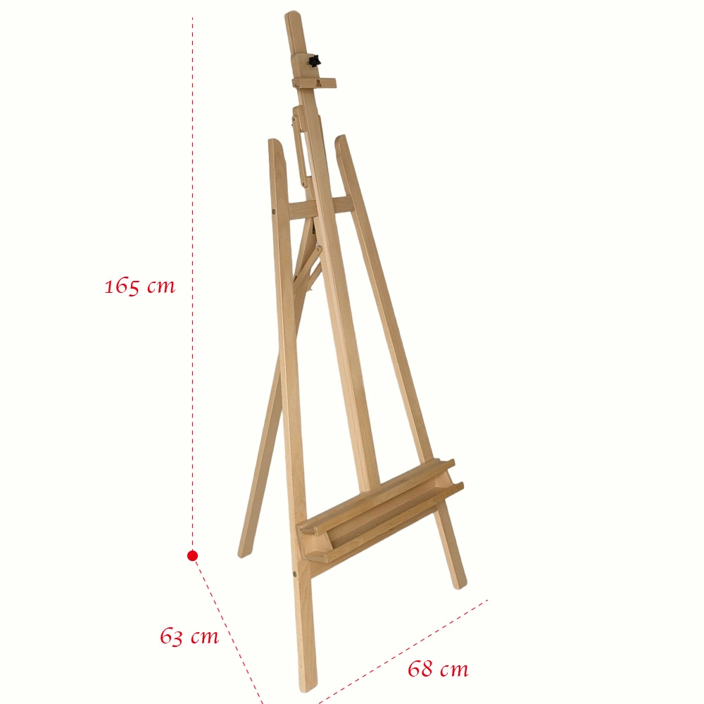 Adjustable Wooden H-Frame Studio Easel with Artist Storage Tray