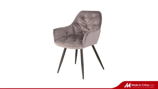 Großhandel grauer Samt gepolsterte Metallbeine Nordic Accent Furniture Modern Dining Chair